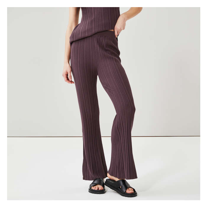 Aux Femmes Pantalon évasé côtelé bigarré